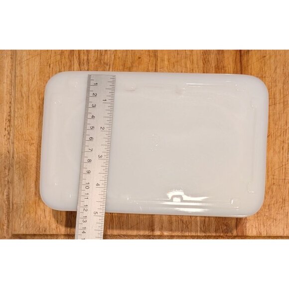 Vintage McKee Milk Glass Sailboat Design Rectangular Container Lid Ships red - Picture 15 of 16